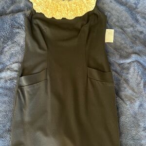 Taylor Black Dress with Ivory Floral Detail